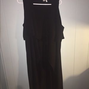 Long black sleeveless cardigan